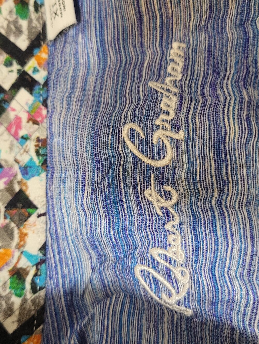 Robert Graham men's Blue Multi Floral Button-Up Shirt XL Classic Fit Abtract Y2K - Picture 5 of 10